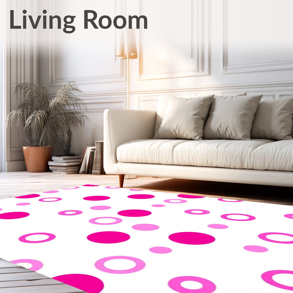 Pink Polka Dot Circles Rug