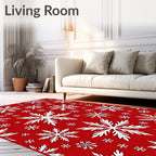 Festive Red White Snowflake Collage Rug