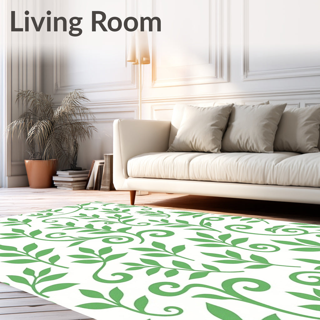 Verdant Green Leafy Swirl Rug