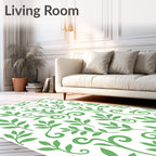 Verdant Green Leafy Swirl Rug