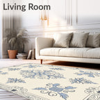 Pale Blue Floral Medallion Symmetry Rug