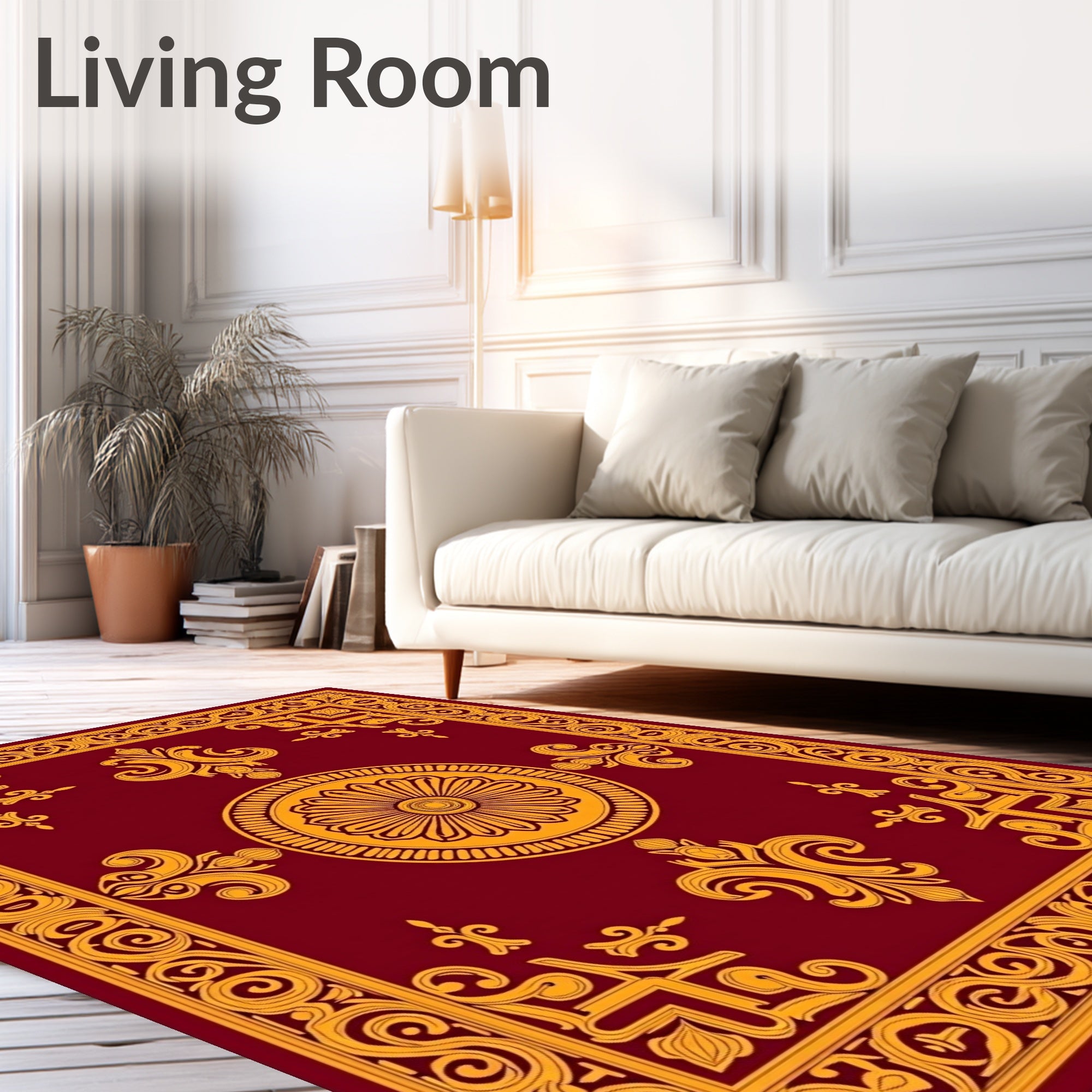 Crimson Gold Medallion Ornamental Rug
