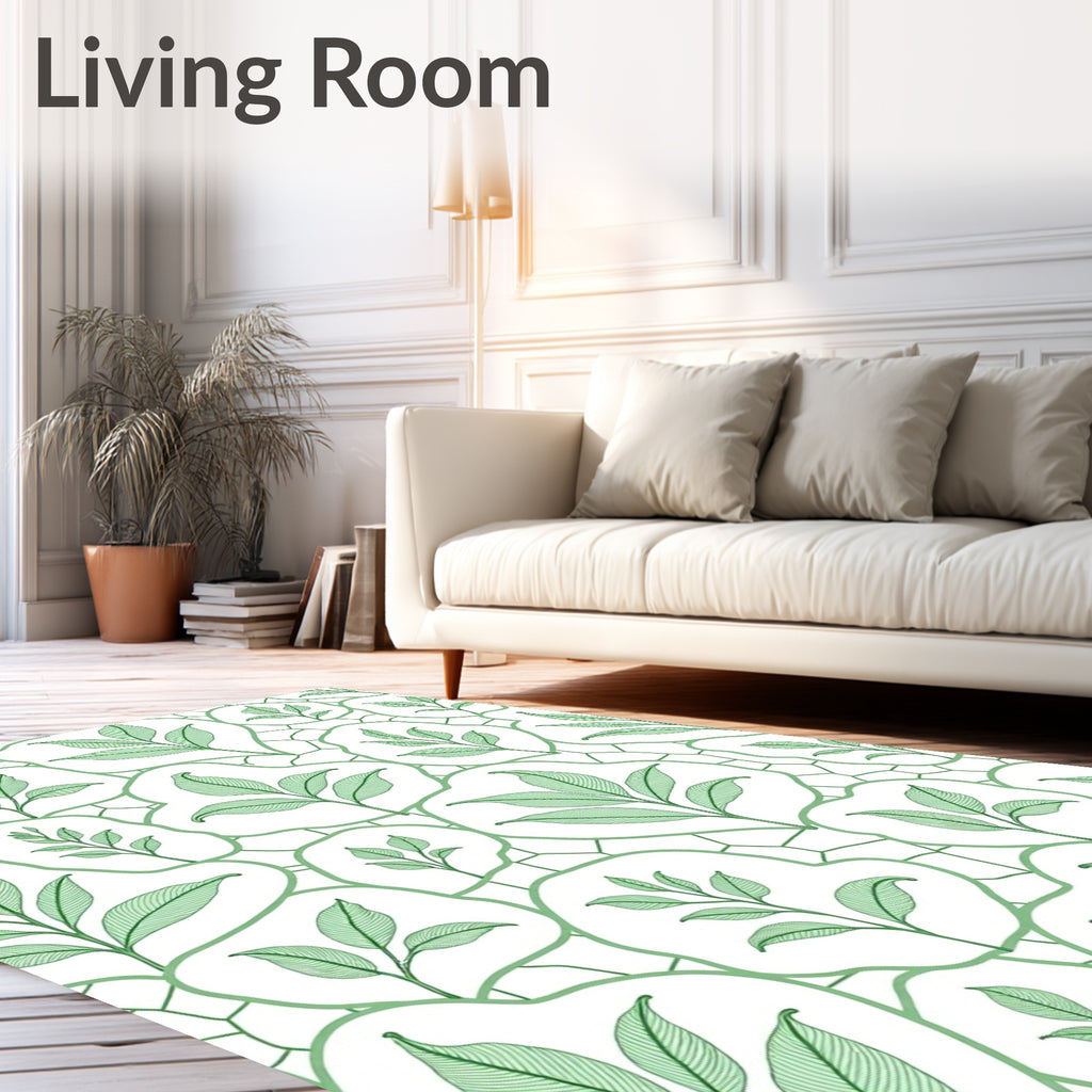 Green Leaf Branches Organic Overlay Rug