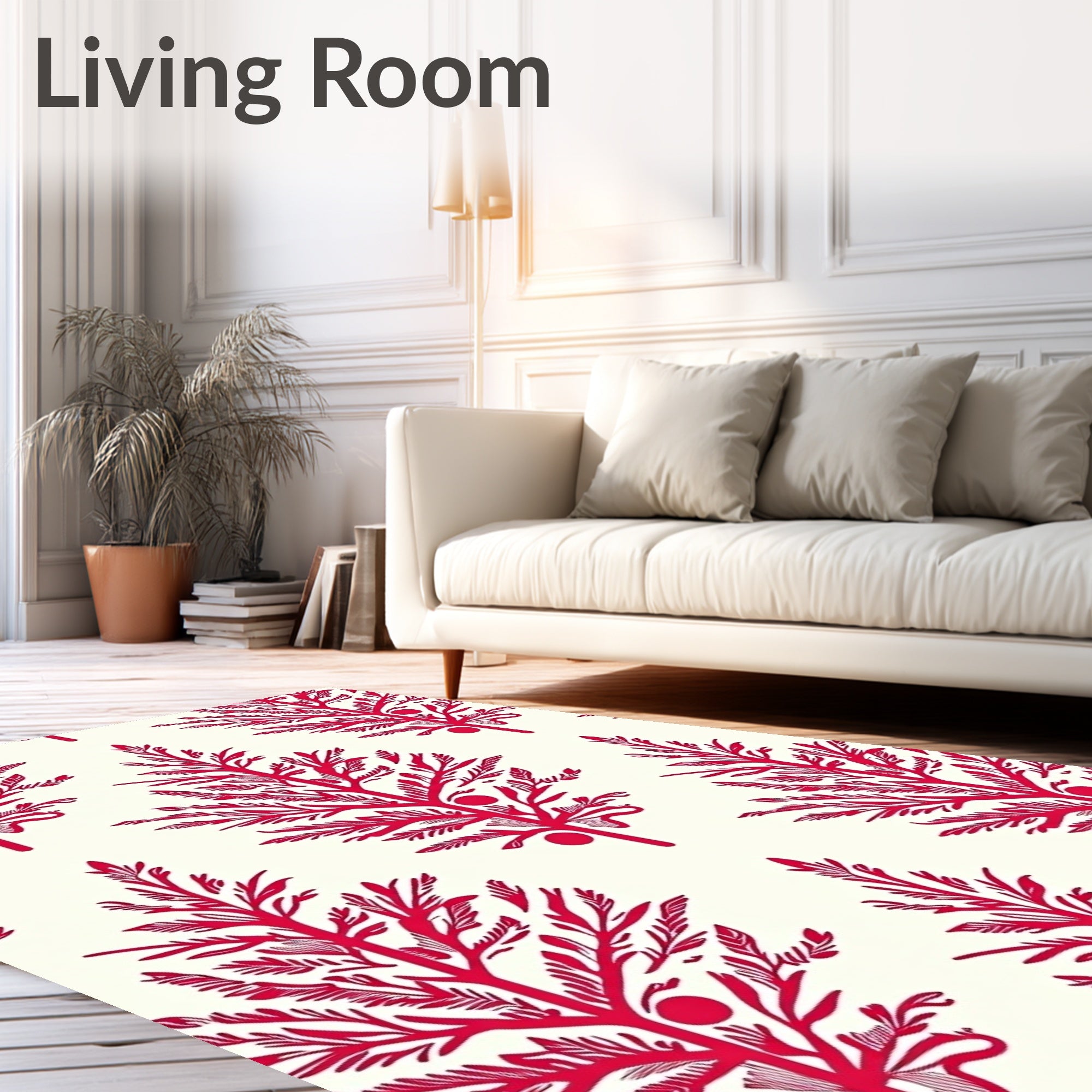 Crimson Leafy Branch Repeat Rug