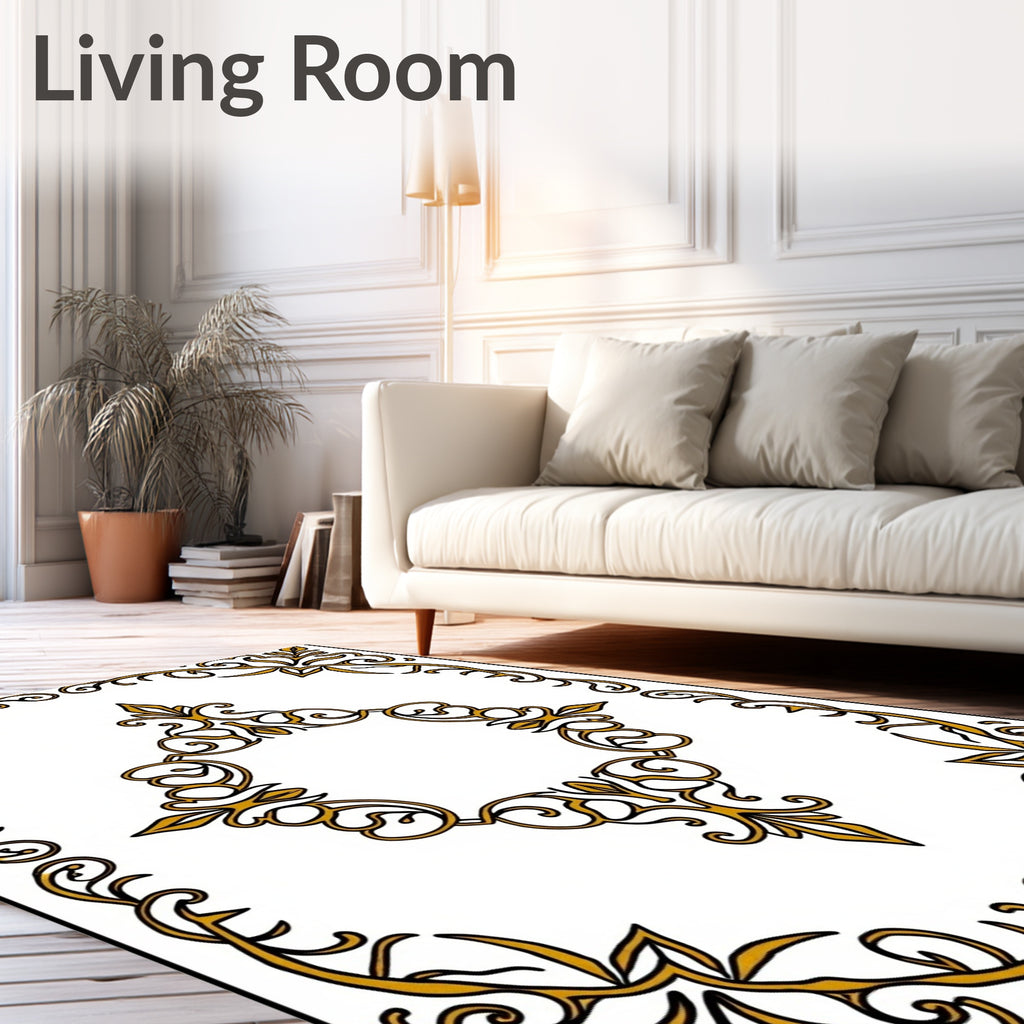 Golden Filigree Scrollwork Medallion Rug