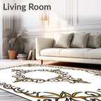 Golden Filigree Scrollwork Medallion Rug
