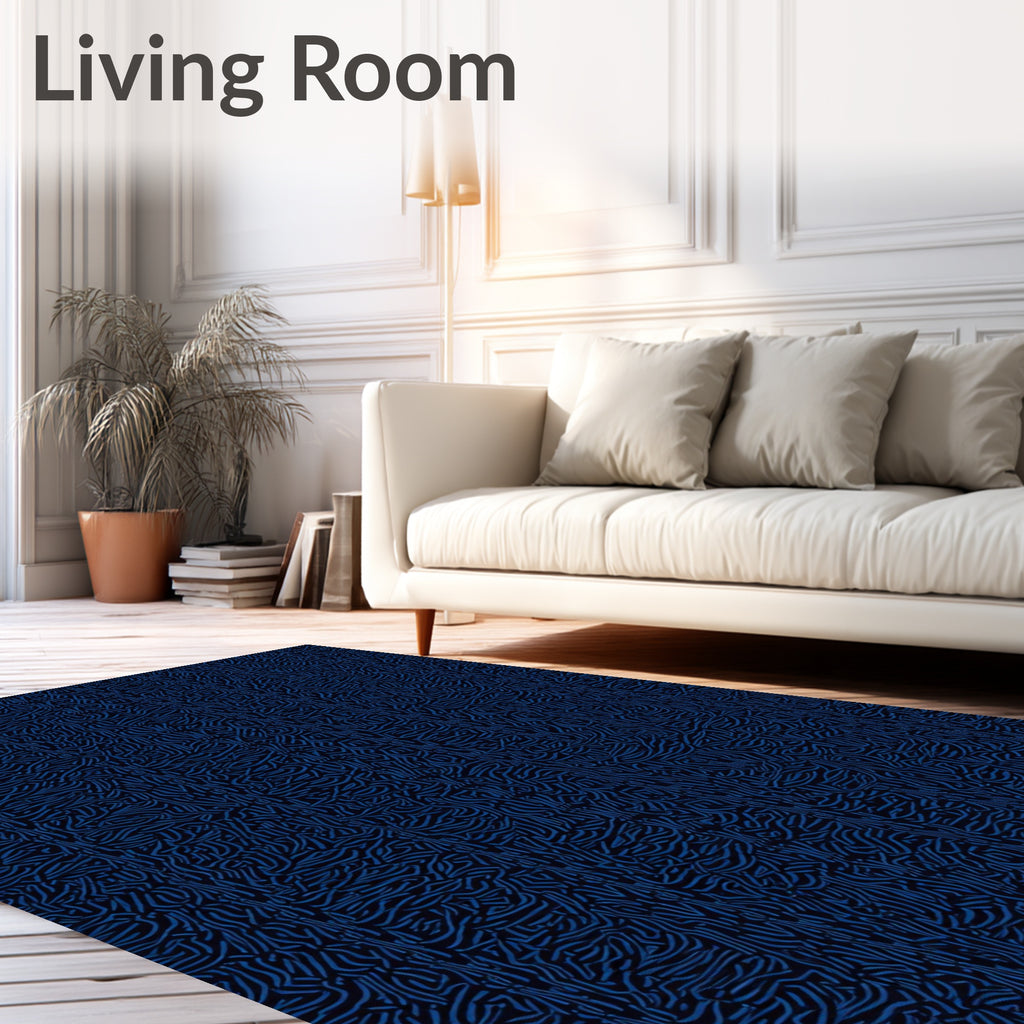 Deep Blue Organic Woven Texture Rug
