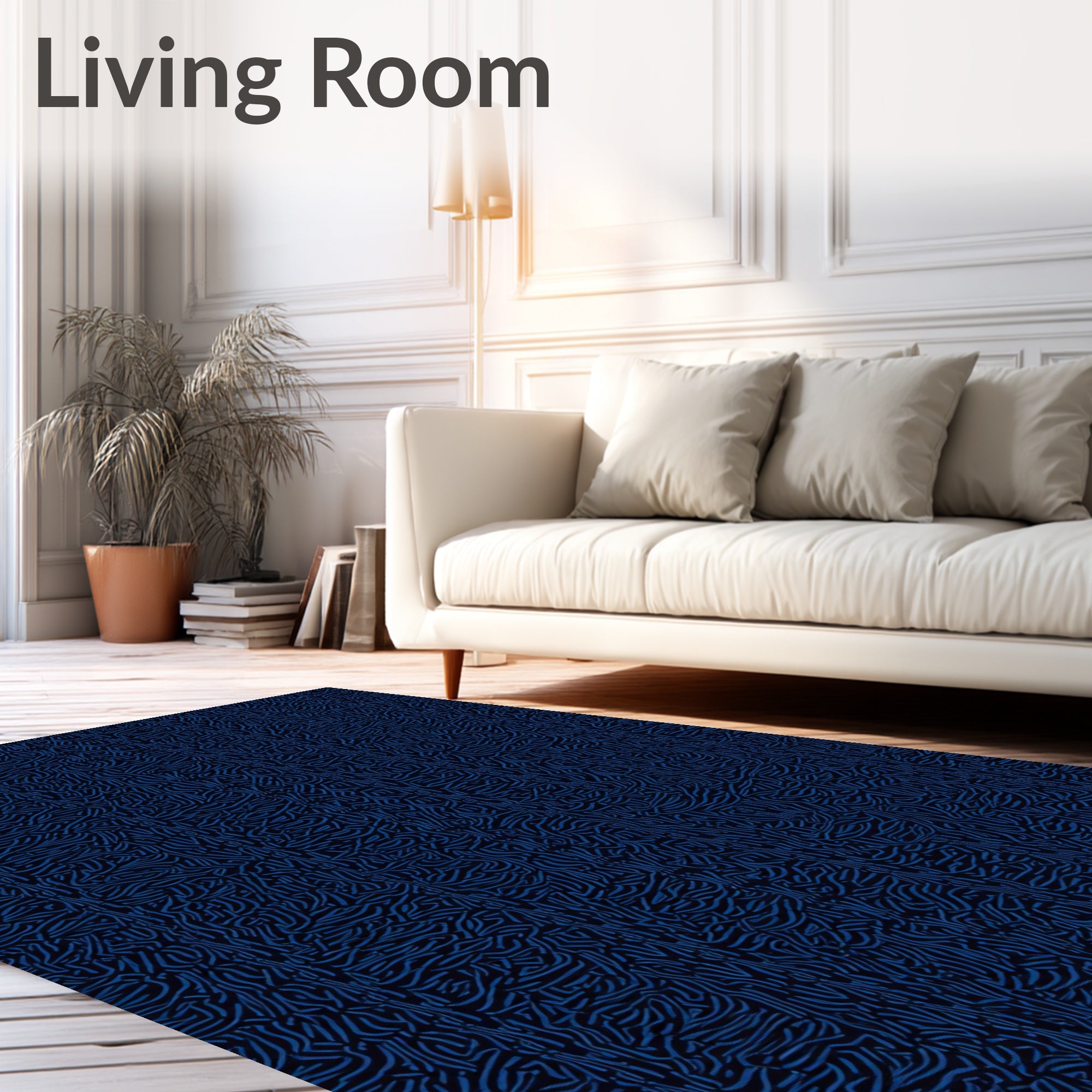 Deep Blue Organic Woven Texture Rug