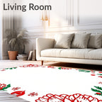 Bold Red Festive Floral Garland Rug