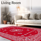 Bold Red Floral Medallion Border Rug