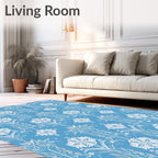 Blue Floral Damask Ornament Rug