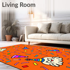 Orange Confetti Celebration Party Hats Rug