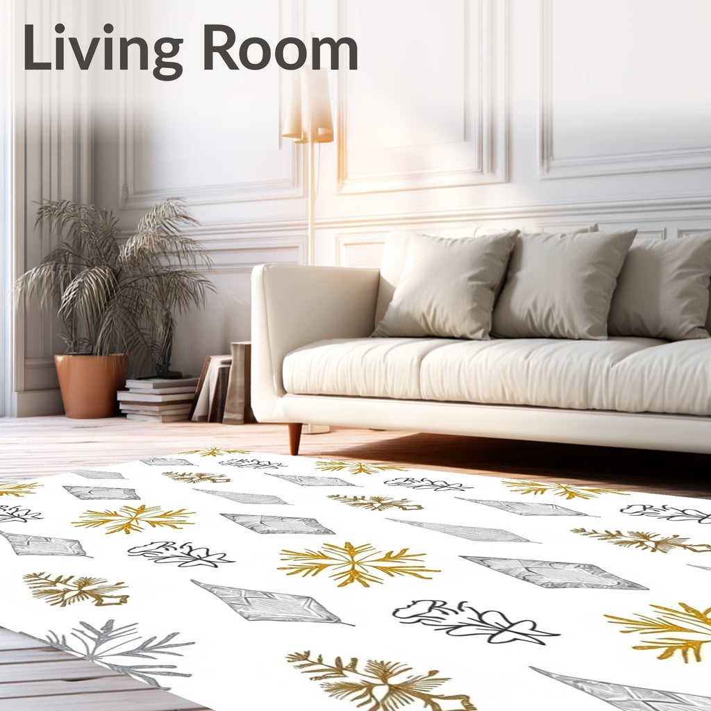 Shimmering Gold Diamond Tree Medley Rug