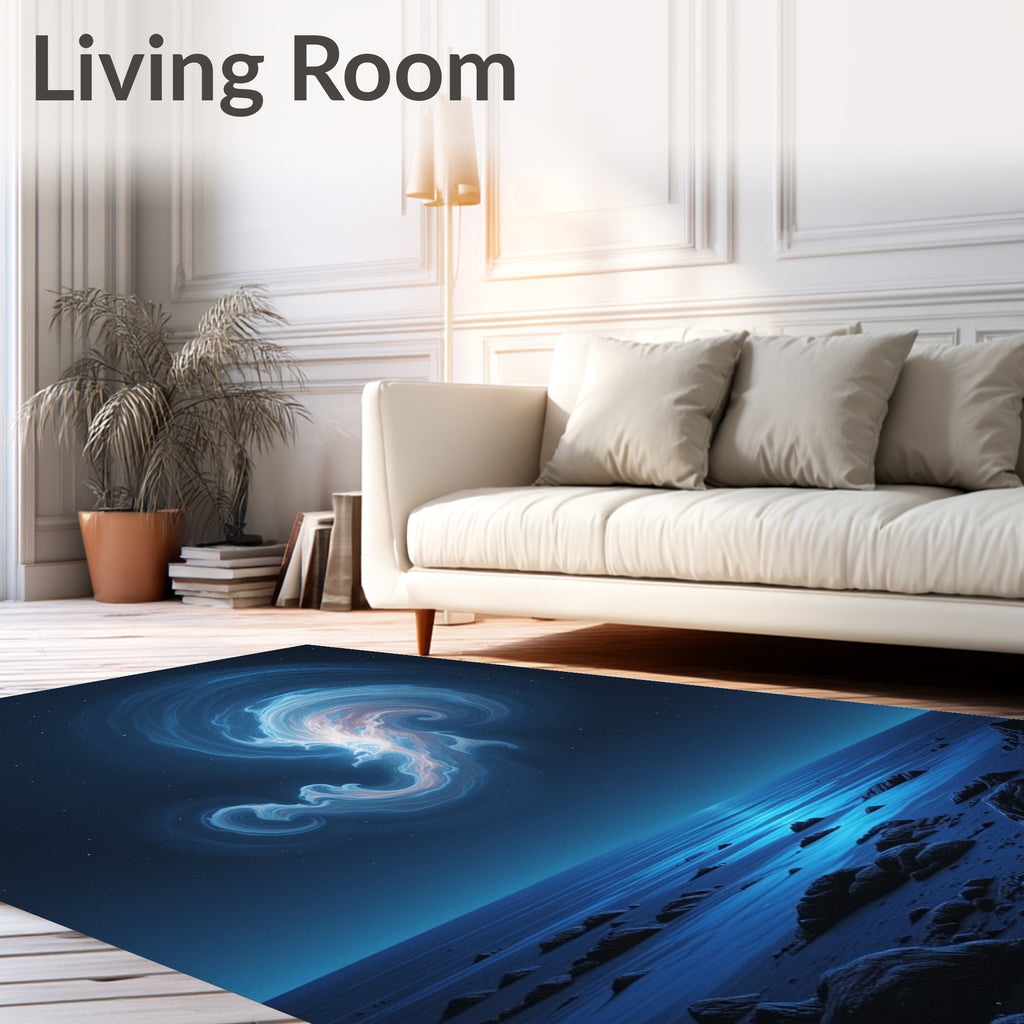 Cosmic Blue Swirl Nebula Rug
