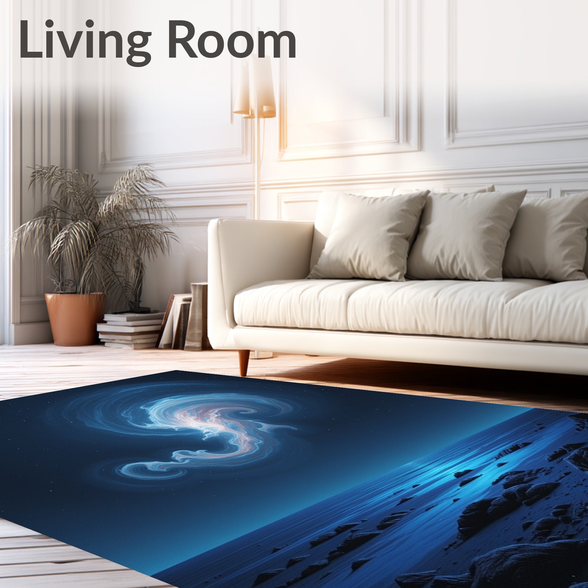 Cosmic Blue Swirl Nebula Rug