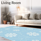Soft Blue White Snowflake Vines Rug