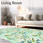 Whimsical White Floral Watercolor Garden Rug