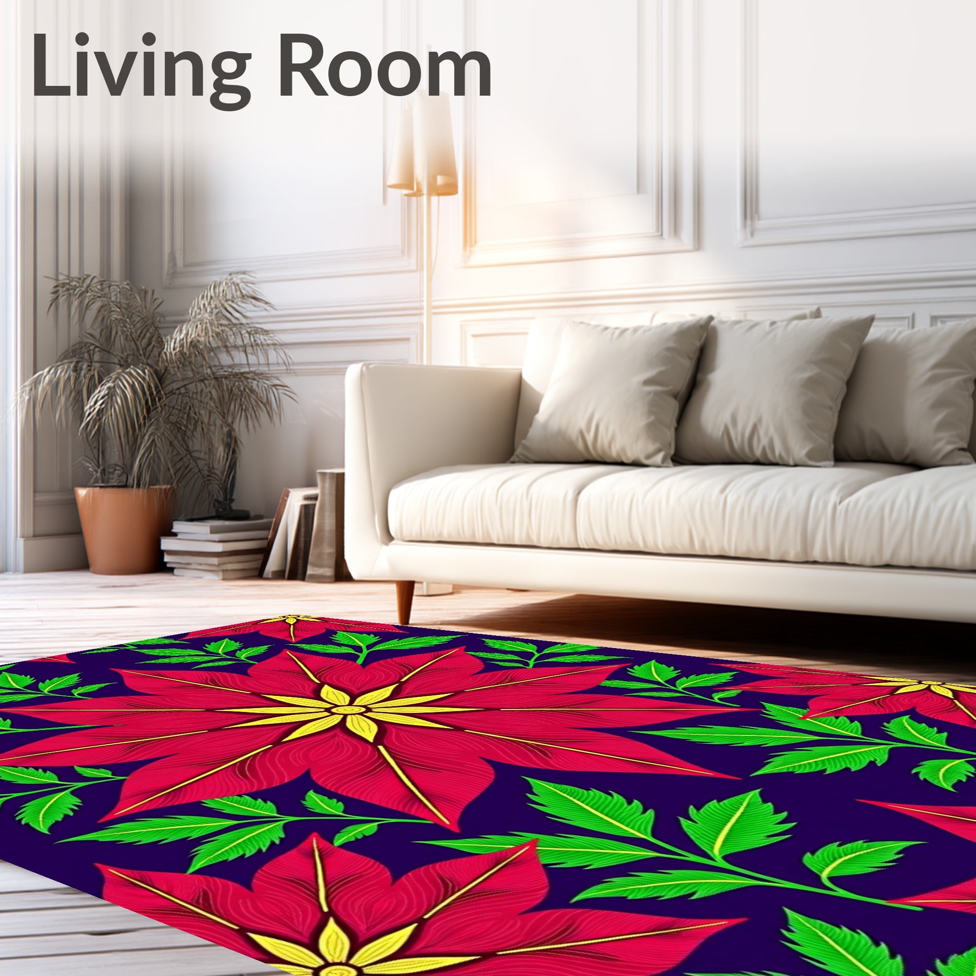 Crimson Yellow Floral Garden Rug