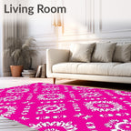 Hot Pink White Medallion Paisley Rug