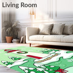 Festive Christmas Lighthouse Snowfall Scene Rug