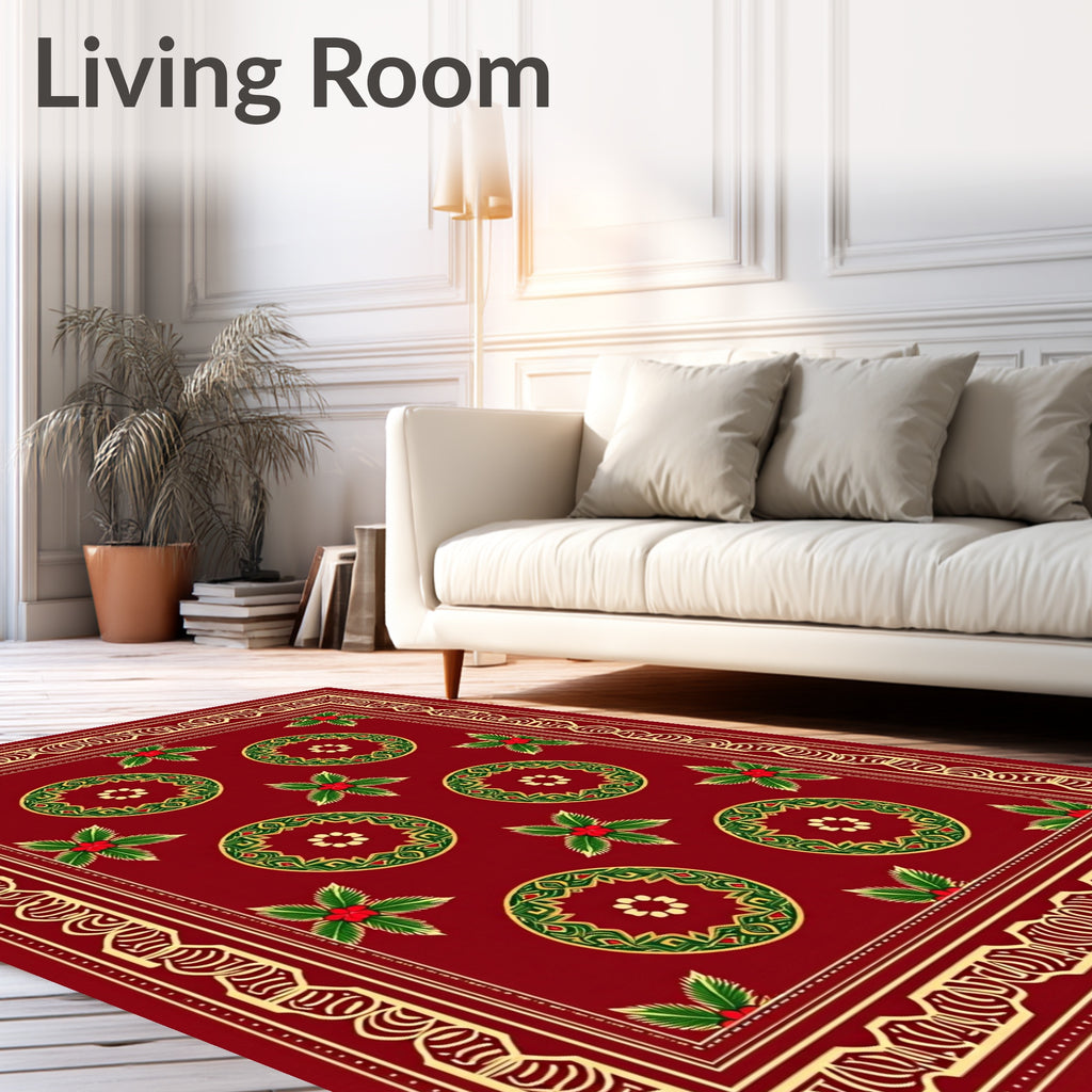 Crimson Holly Medallion Border Rug