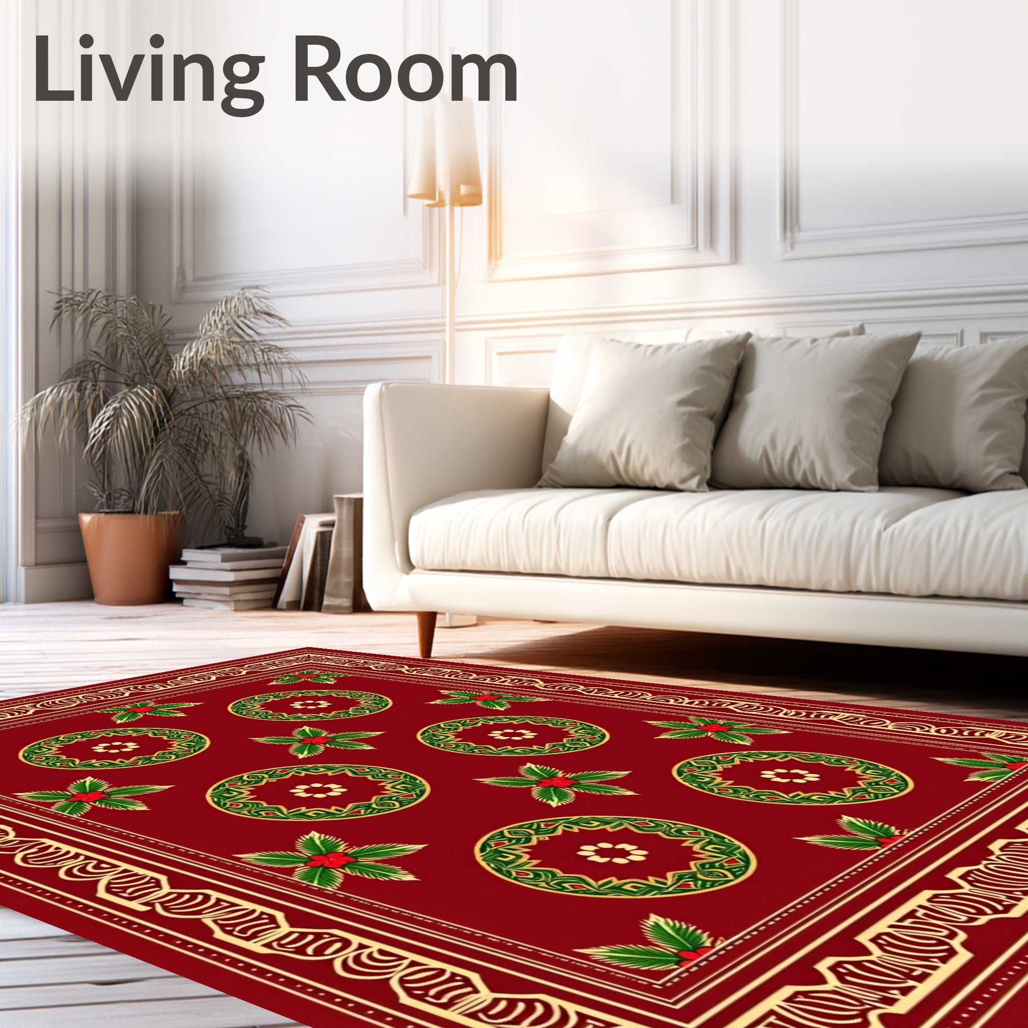 Crimson Holly Medallion Border Rug
