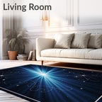 Cosmic Blue Star Burst Swirls Rug