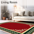 Crimson Center with Golden Leaf Corners Rug