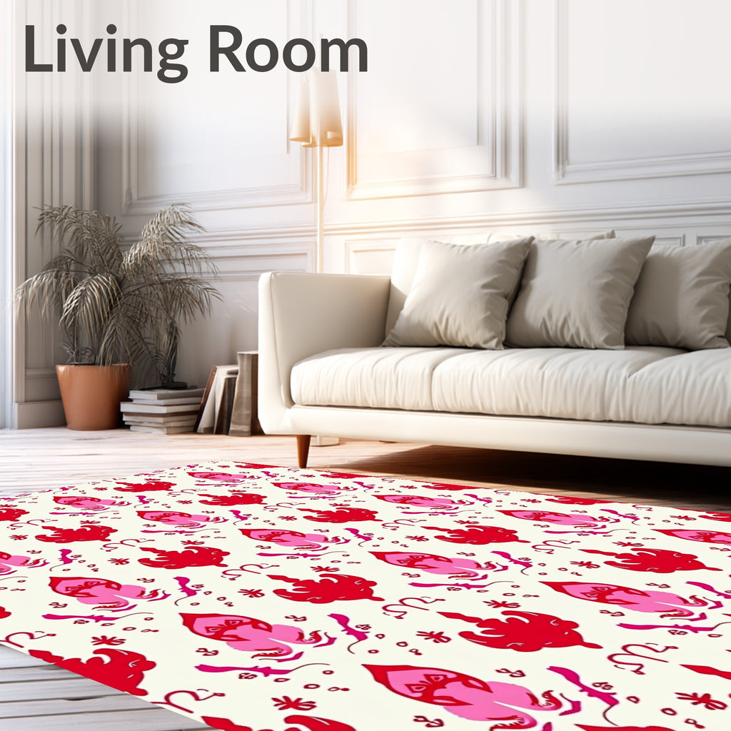 Bold Red Pink Paisley Symmetry Rug