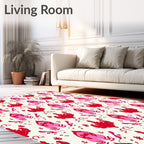 Bold Red Pink Paisley Symmetry Rug