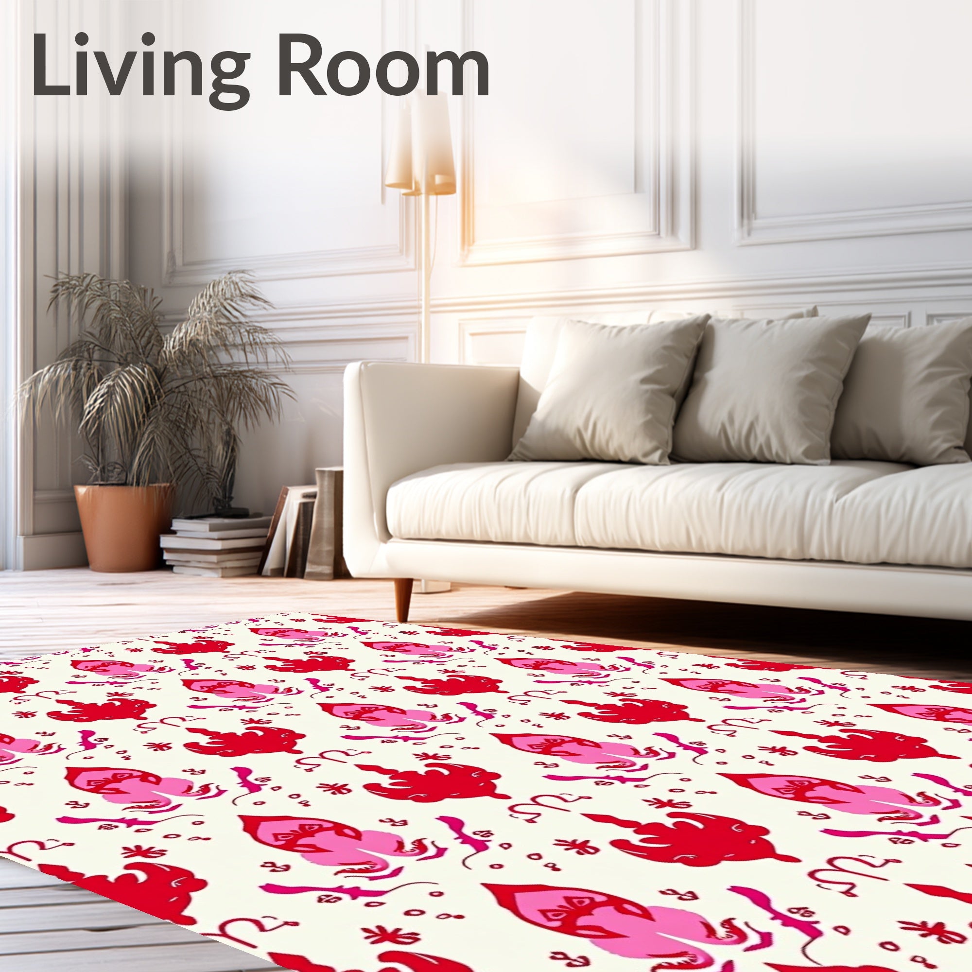 Bold Red Pink Paisley Symmetry Rug