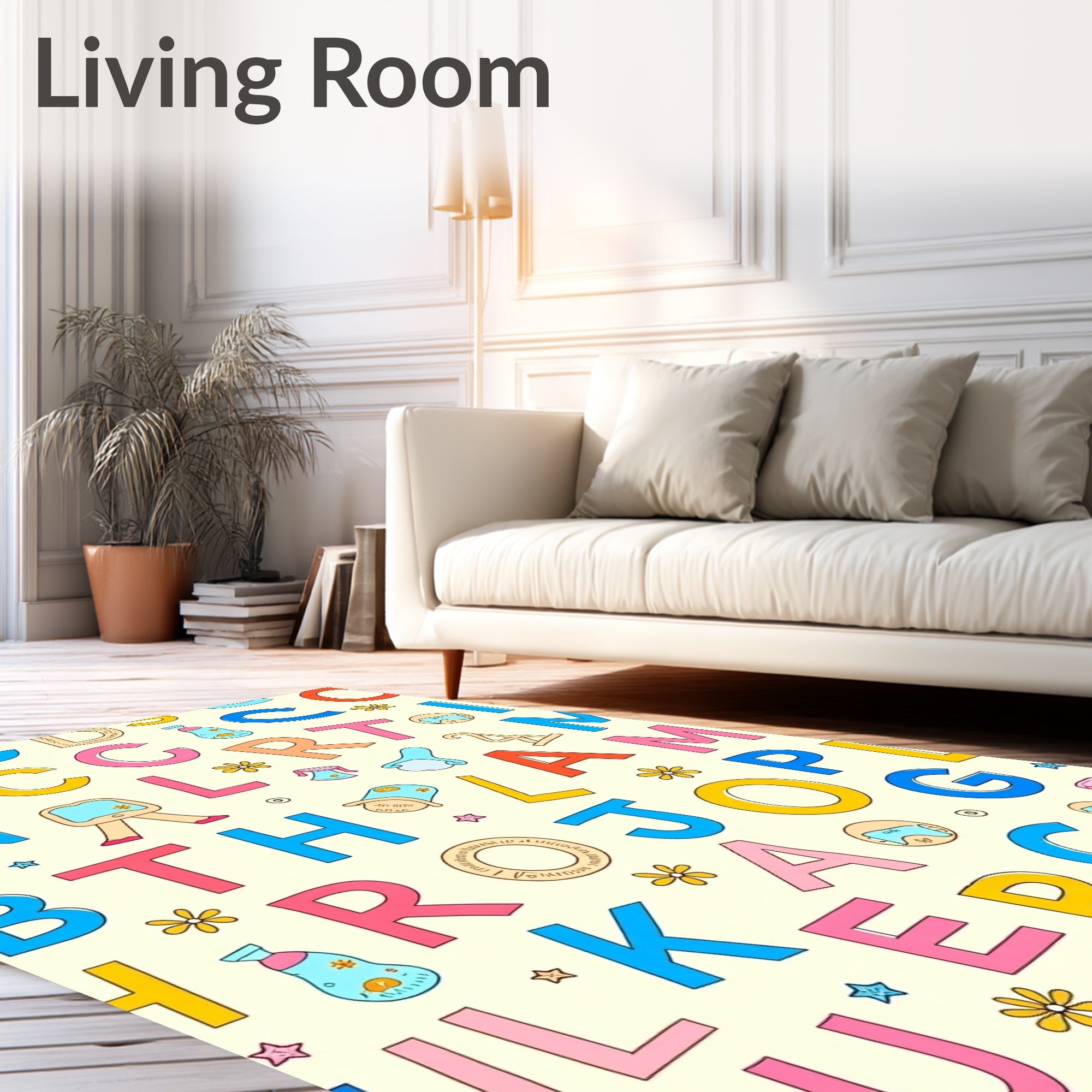 Colorful Alphabet Letters And Whimsical Objects Rug
