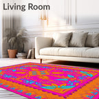 Vibrant Pink Orange Teal Floral Rug