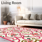 Vibrant Pink Floral Arch Trellis Rug