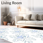 Delicate Petal Sketch Navy Blue Rug