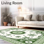 Emerald Green Floral Medallion Oval Rug