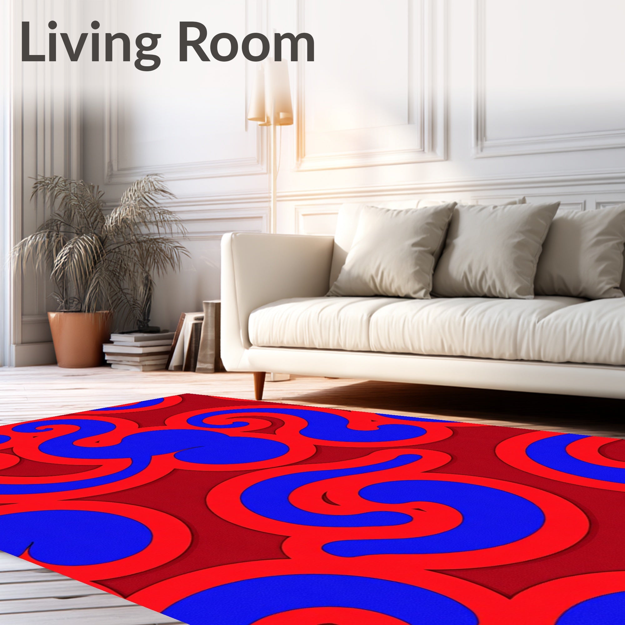 Crimson Cobalt Swirls and Swashes Rug