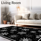 Black White Snowflake Scatter Rug