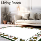 Crimson floral green leaf border Rug
