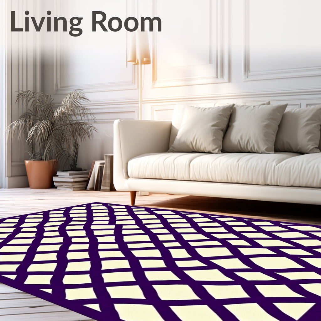 Deep Purple Lattice Geometric Rug
