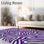 Vibrant Purple Black Swirl Lines Rug