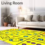 Retro Yellow Geometric Shapes Rug