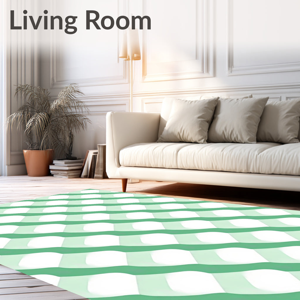 Wavy Green Diamond Interlocking Stripes Rug