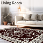 Deep Maroon Swirling Floral Medallion Rug