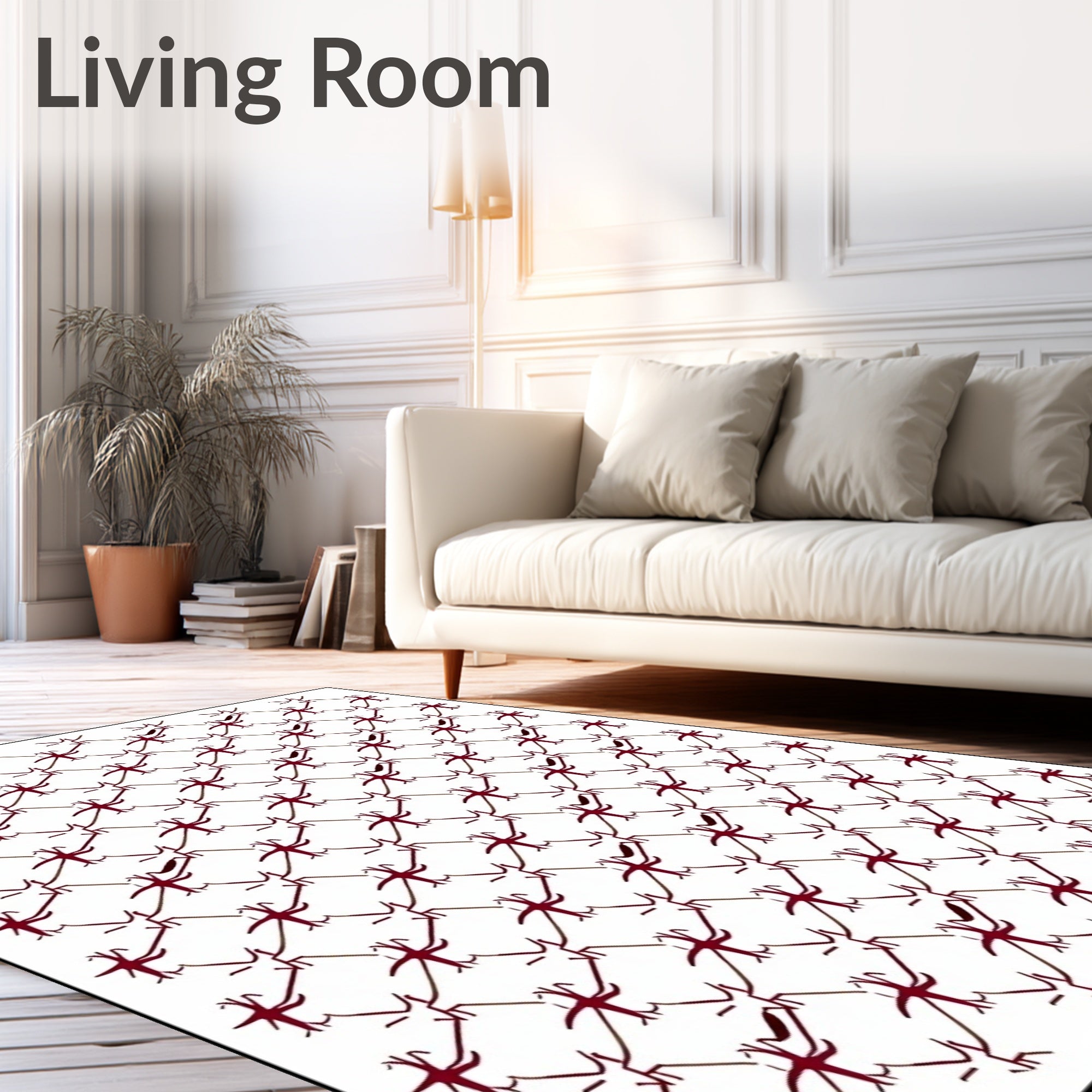 Muted Crimson Diamond Lattice Rug