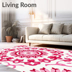 Fuchsia Floral Mandala Symmetry Rug