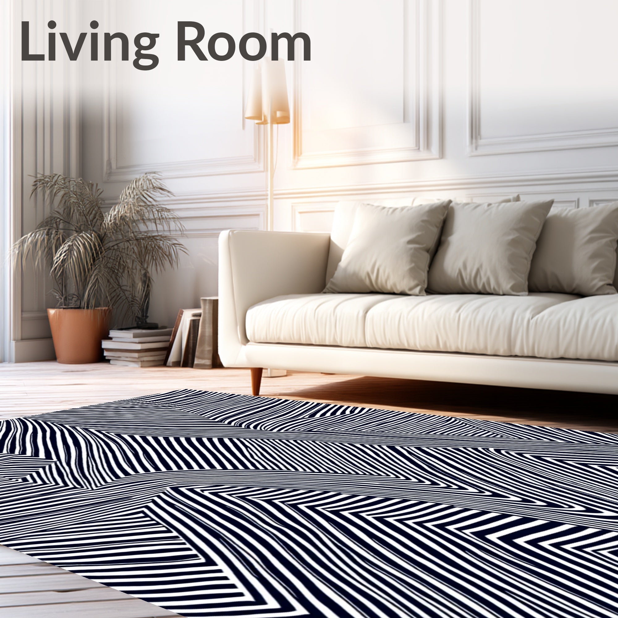 Bold Black White Optical Illusion Rug