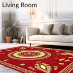 Crimson Gold Medallion Sunburst Rug