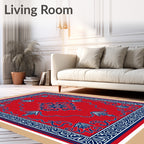 Crimson And Navy Floral Medallion Rug