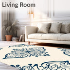 Navy Symmetry Floral Medallion Rug